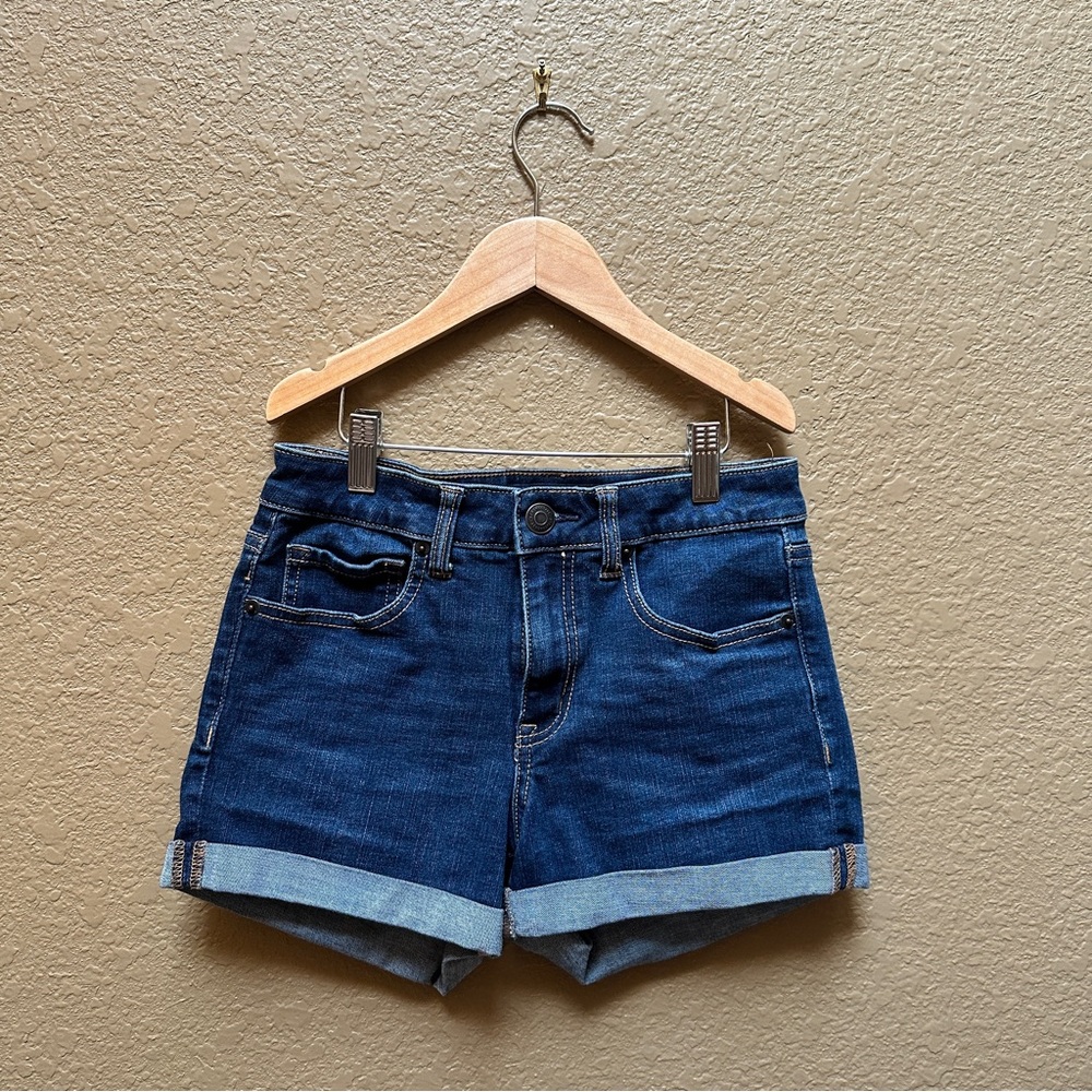 Aeropostale Dark Blue Denim Shorts flex effects high waisted midi